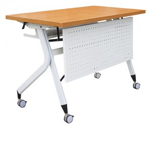 YPS 培訓桌 4×2尺  (木紋檯面/千層封邊/鋼製檔板/烤白)