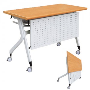 PPS 培訓桌 4×2尺  (木紋檯面/雙邊圓/鋼製檔板/烤白)
