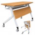 PES 培訓桌 6×1.5尺  (木紋檯面/雙邊圓/木製檔板/烤白)